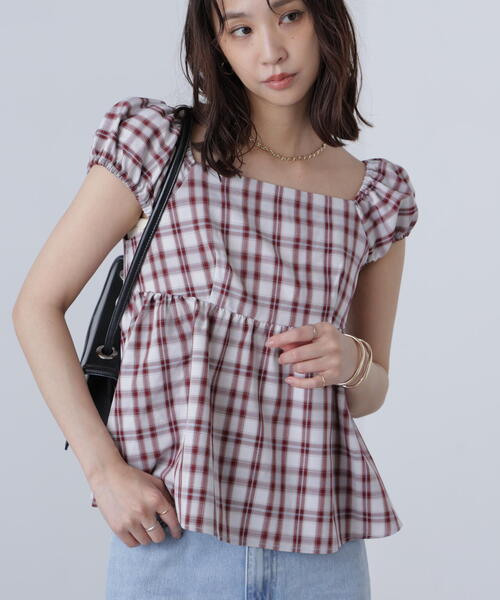FREE'S MART（フリーズマート）の「〈ＭＦＭ〉チェックシャーリングチュニックブラウス（シャツ/ブラウス・レディース・ブルー系その他/レッド系その他・FREE）」の6枚目の写真