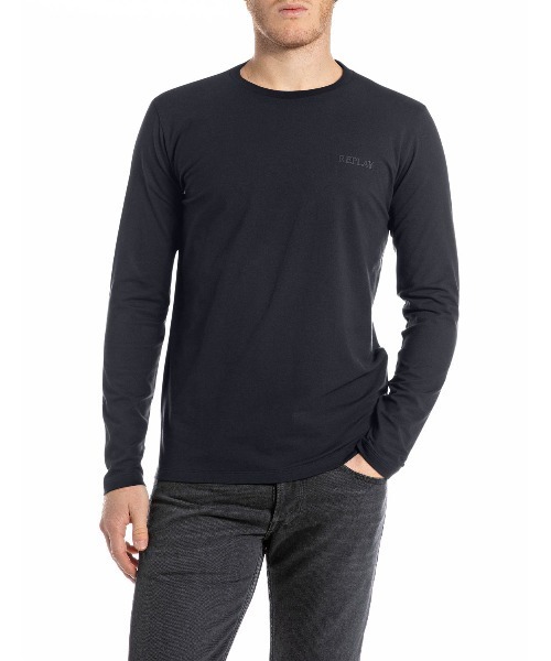 REPLAY（リプレイ）の「REPLEYロゴ ストレッチジャージーロンT（Tシャツ/カットソー・メンズ・ダークネイビー/ブラック/ホワイト・LARGE/MEDIUM/X-LARGE/SMALL）」の3枚目の写真