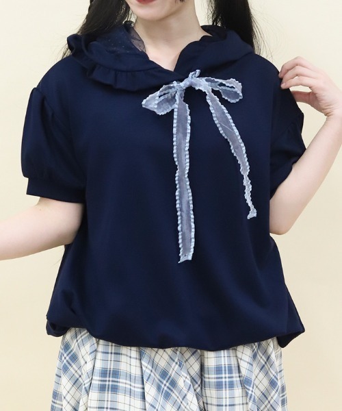 axes femme POETIQUE（アクシーズファムポエティック）の「ダンボールバルーンフーディー（Tシャツ/カットソー・レディース・ネイビー/ホワイト/ピンク・MEDIUM）」の2枚目の写真