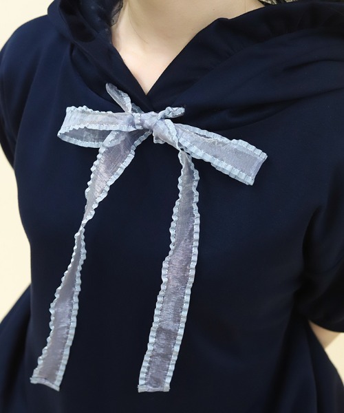 axes femme POETIQUE（アクシーズファムポエティック）の「ダンボールバルーンフーディー（Tシャツ/カットソー・レディース・ネイビー/ホワイト/ピンク・MEDIUM）」の10枚目の写真