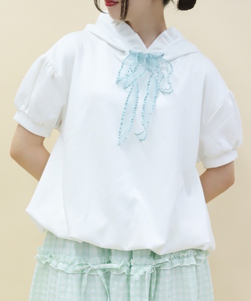 axes femme POETIQUE（アクシーズファムポエティック）の「ダンボールバルーンフーディー（Tシャツ/カットソー・レディース・ネイビー/ホワイト/ピンク・MEDIUM）」の12枚目の写真