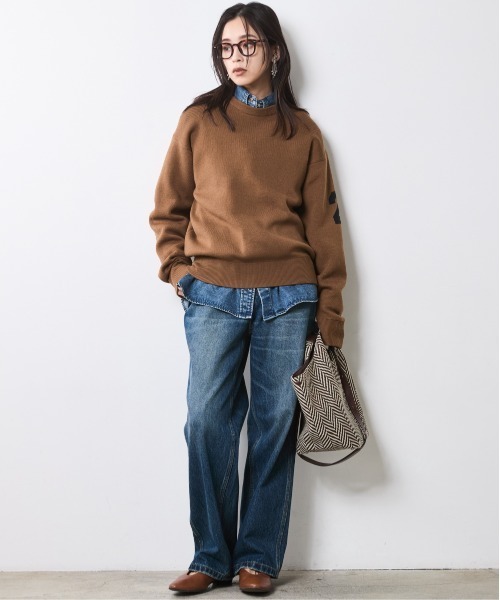 CHIC STYLE（シックスタイル）の「バックロゴジャガードニットプルオーバー＜大きいサイズ有＞シックスタイル（ニット/セーター・レディース・ブラック/グレー/ブラウン・M/L/LL/3L/4L/5L）」の4枚目の写真