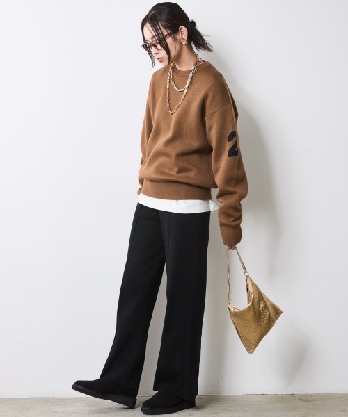 CHIC STYLE（シックスタイル）の「バックロゴジャガードニットプルオーバー＜大きいサイズ有＞シックスタイル（ニット/セーター・レディース・ブラック/グレー/ブラウン・M/L/LL/3L/4L/5L）」の6枚目の写真