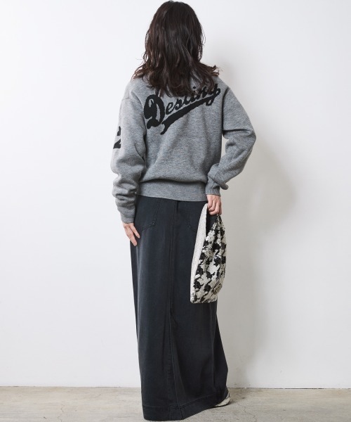 CHIC STYLE（シックスタイル）の「バックロゴジャガードニットプルオーバー＜大きいサイズ有＞シックスタイル（ニット/セーター・レディース・ブラック/グレー/ブラウン・M/L/LL/3L/4L/5L）」の9枚目の写真