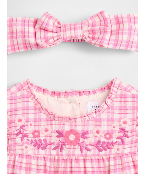 GAP（ギャップ）の「ギンガムチェック ワンピース コーデセット (ベビー)（ワンピース・キッズ・ピンク・70cm/80ｃｍ/90cm/60cm）」の3枚目の写真
