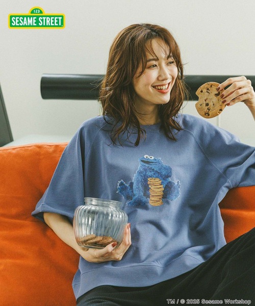 セール】セサミストリート/乾きやすいスウェット/6分袖/583466（T