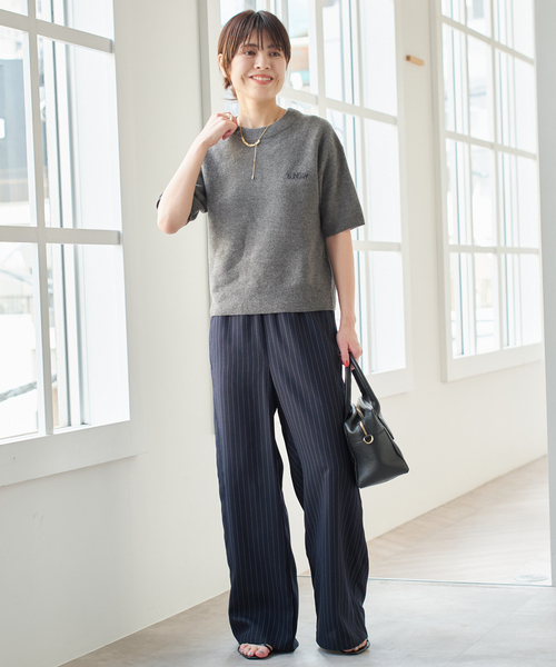 セール】ロゴジャガードハーフスリーブニット（ニット/セーター