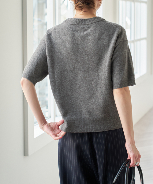 セール】ロゴジャガードハーフスリーブニット（ニット/セーター