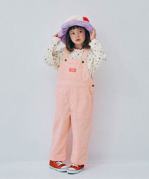 p.premier（ピードットプルミエ）の「【ジュニア対応】マルチカラーコーデュロイオーバーオール（サロペット/オーバーオール・キッズ・ブラウン/グリーン/ピンク/レインボー・80/90/100/110/120/130/140）」の3枚目の写真