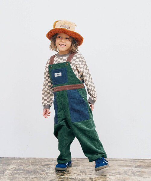 セール】【ジュニア対応】マルチカラーコーデュロイオーバーオール