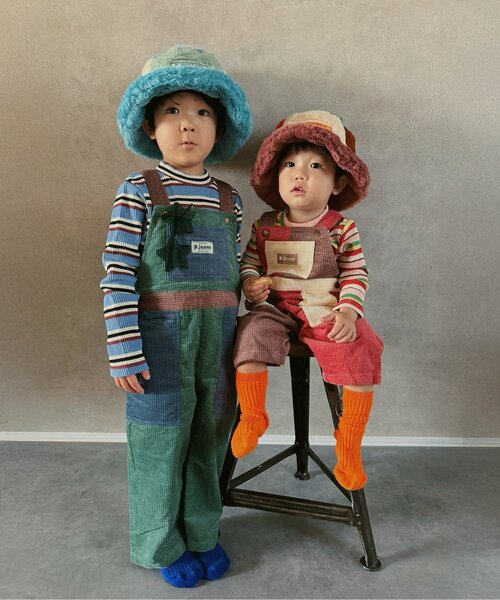 p.premier（ピードットプルミエ）の「【ジュニア対応】マルチカラーコーデュロイオーバーオール（サロペット/オーバーオール・キッズ・ブラウン/グリーン/ピンク/レインボー・80/90/100/110/120/130/140）」の20枚目の写真