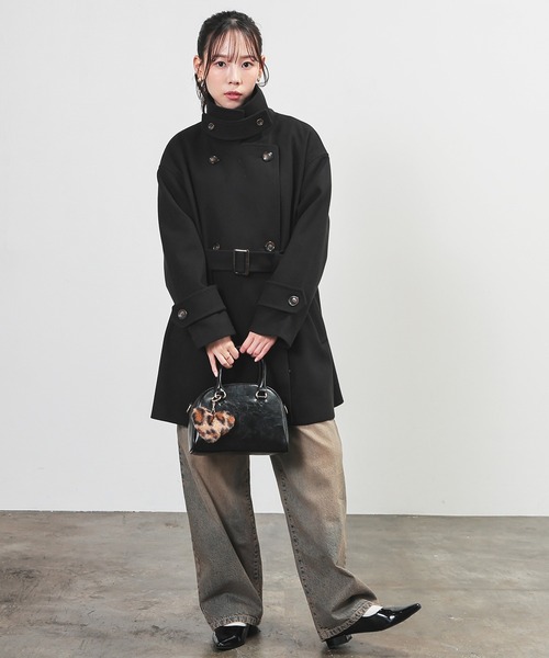 Honeys（ハニーズ）の「３ｗａｙベルト付コート（ステンカラーコート・レディース・ベージュ/ネイビー/ブラック/ヘザーチャコール・LL/L/S/M）」の6枚目の写真