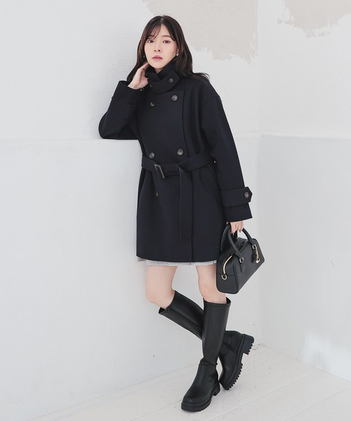 Honeys（ハニーズ）の「３ｗａｙベルト付コート（ステンカラーコート・レディース・ベージュ/ネイビー/ブラック/ヘザーチャコール・LL/L/S/M）」の11枚目の写真