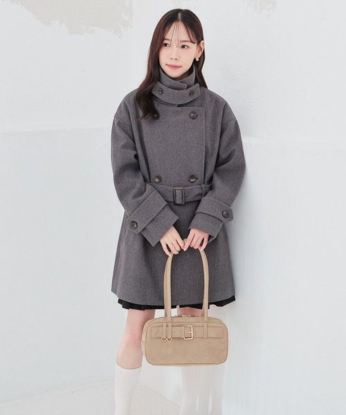 Honeys（ハニーズ）の「３ｗａｙベルト付コート（ステンカラーコート・レディース・ベージュ/ネイビー/ブラック/ヘザーチャコール・LL/L/S/M）」の17枚目の写真