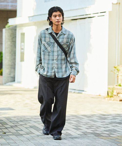 ワイドストレートスラックスパンツ High Count Twillワイドストレートスラックス(1 DARK GREY): : メンズ