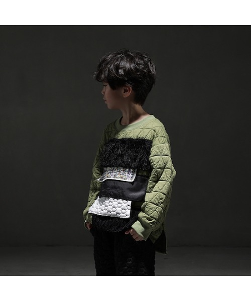 garcon la raison（ギャルソン・ラ・レゾン）の「ファブリックトレーナー（Tシャツ/カットソー・キッズ・カーキ/ブラック・140cm/130cm）」の4枚目の写真