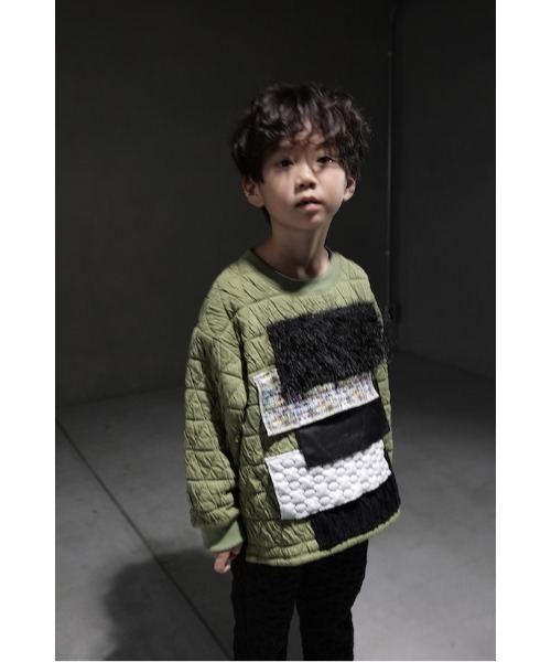 garcon la raison（ギャルソン・ラ・レゾン）の「ファブリックトレーナー（Tシャツ/カットソー・キッズ・カーキ/ブラック・140cm/130cm）」の5枚目の写真