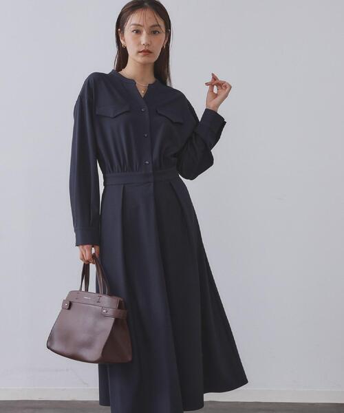 OPAQUE.CLIP（オペークドットクリップ）の「ウールライクフィット＆フレアワンピース【洗濯機OK】（ワンピース・レディース・ネイビー/ベージュ/ボルドー・40/38/42）」の13枚目の写真