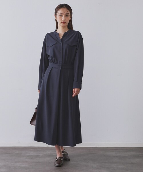 OPAQUE.CLIP（オペークドットクリップ）の「ウールライクフィット＆フレアワンピース【洗濯機OK】（ワンピース・レディース・ネイビー/ベージュ/ボルドー・40/38/42）」の15枚目の写真