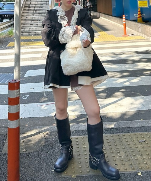 Alley Tokyo(アリートーキョー)の「チェーン付きもこもこミニトート(トートバッグ・レディース・ピンク/オフホワイト・FREE)」の8枚目の写真