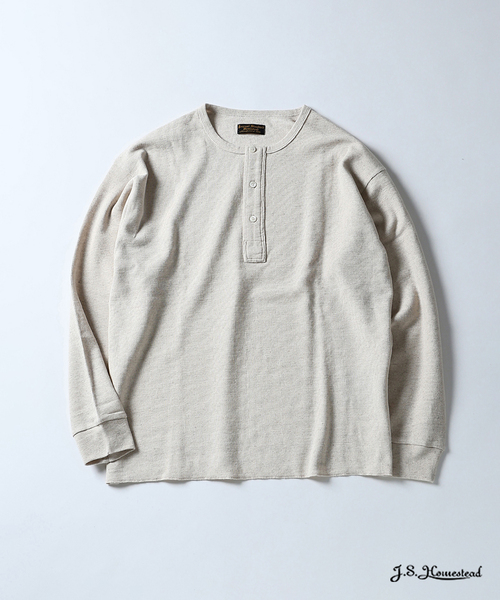 JOURNAL STANDARD J.S HOMESTEAD（ジャーナルスタンダードホームステッド）の「J.S.Homestead / コットンリネン ワッフル ヘンリーネックロンT（Tシャツ/カットソー・メンズ・ホワイト/ブラック/アイボリー・LARGE/MEDIUM）」の3枚目の写真