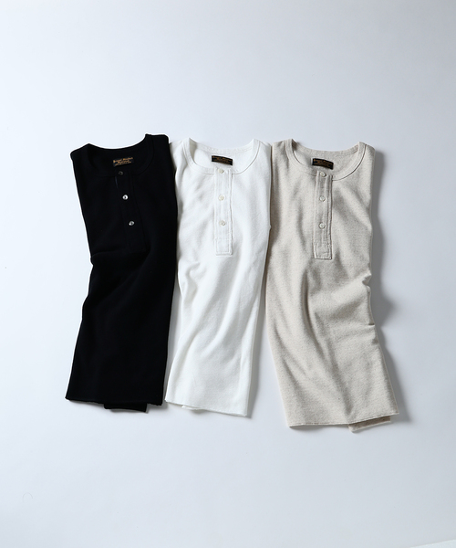 JOURNAL STANDARD J.S HOMESTEAD（ジャーナルスタンダードホームステッド）の「J.S.Homestead / コットンリネン ワッフル ヘンリーネックロンT（Tシャツ/カットソー・メンズ・ホワイト/ブラック/アイボリー・LARGE/MEDIUM）」の4枚目の写真