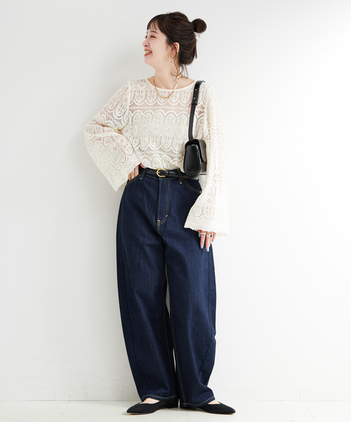 Lee(リー)の「ウォッシャブル / LEE/リー 別注 カーブパンツ(デニムパンツ・レディース・ブルー/ネイビー・MEDIUM/SMALL)」の4枚目の写真