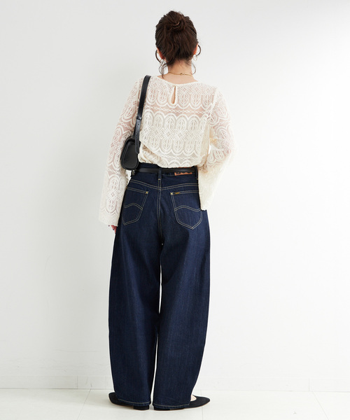 Lee(リー)の「ウォッシャブル / LEE/リー 別注 カーブパンツ(デニムパンツ・レディース・ブルー/ネイビー・MEDIUM/SMALL)」の6枚目の写真