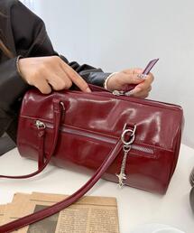 WEGO | WEGO/【25年秋冬新作】キラキラチャーム付きドラムボストンバッグ(ハンドバッグ)