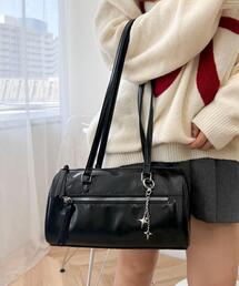 WEGO | WEGO/【25年秋冬新作】キラキラチャーム付きドラムボストンバッグ(ハンドバッグ)