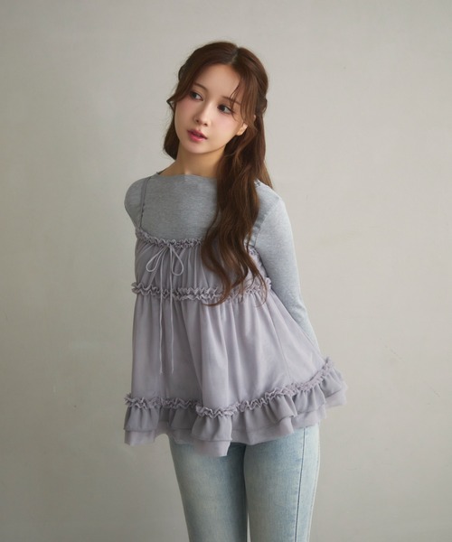 TITTY&CO.(ティティーアンドコー)の「ロンTフリルキャミセット(Tシャツ/カットソー・レディース・ラベンダー/チャコールグレー/グレー・FREE)」の22枚目の写真