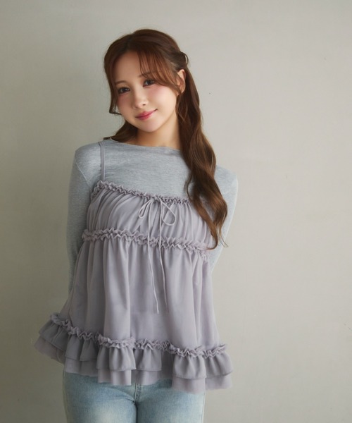 TITTY&CO.(ティティーアンドコー)の「ロンTフリルキャミセット(Tシャツ/カットソー・レディース・ラベンダー/チャコールグレー/グレー・FREE)」の19枚目の写真