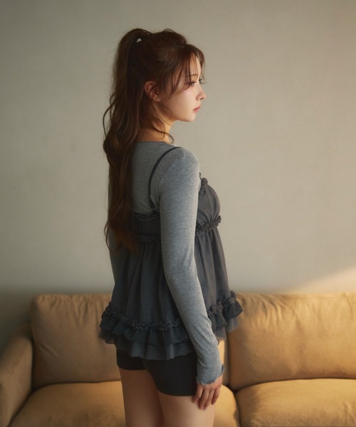 TITTY&CO.(ティティーアンドコー)の「ロンTフリルキャミセット(Tシャツ/カットソー・レディース・ラベンダー/チャコールグレー/グレー・FREE)」の17枚目の写真