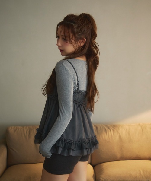 TITTY&CO.(ティティーアンドコー)の「ロンTフリルキャミセット(Tシャツ/カットソー・レディース・ラベンダー/チャコールグレー/グレー・FREE)」の21枚目の写真