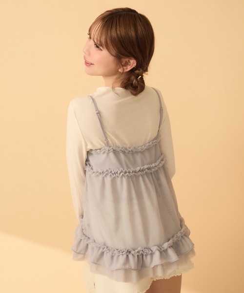 TITTY&CO.(ティティーアンドコー)の「ロンTフリルキャミセット(Tシャツ/カットソー・レディース・ラベンダー/チャコールグレー/グレー・FREE)」の5枚目の写真