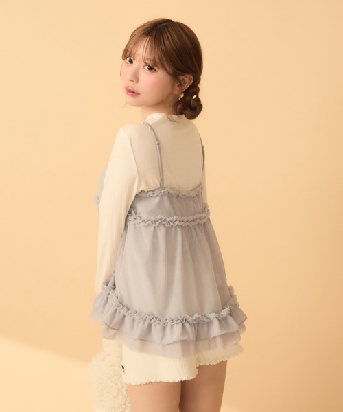 TITTY&CO.(ティティーアンドコー)の「ロンTフリルキャミセット(Tシャツ/カットソー・レディース・ラベンダー/チャコールグレー/グレー・FREE)」の8枚目の写真