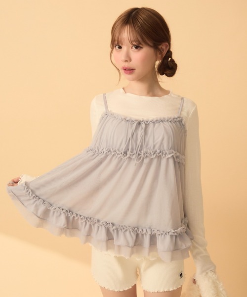TITTY&CO.(ティティーアンドコー)の「ロンTフリルキャミセット(Tシャツ/カットソー・レディース・ラベンダー/チャコールグレー/グレー・FREE)」の10枚目の写真