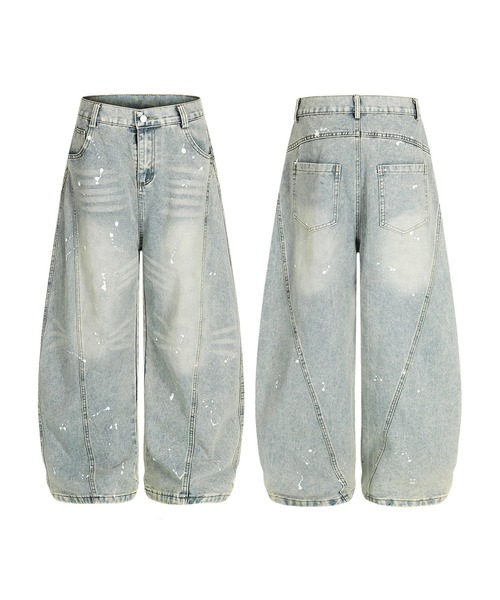 ら*こ様 ペンキ加工デニム 【リメイク】 ら*こ様 ペンキ 加工 グレーブラック デニム 【リメイク】 KUROの新作