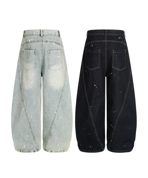 HOOK（フック）の「コクーン ペンキ加工 デニムパンツ（デニムパンツ・メンズ・ブラック/ライトブルー・MEDIUM/LARGE/SMALL）」の5枚目の写真