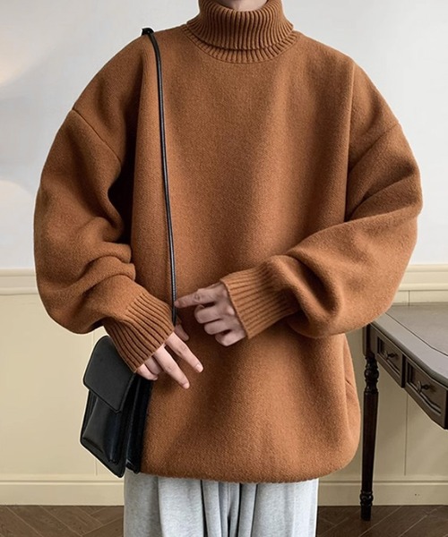 JOHNNY WOLF(ジョニーウルフ)の「URD ふわもち タートルネック ルーズ イージーニット(ニット/セーター・メンズ・ダークグレー/モカ/ホワイト/ライトグレー/ブラック・M/L)」の11枚目の写真