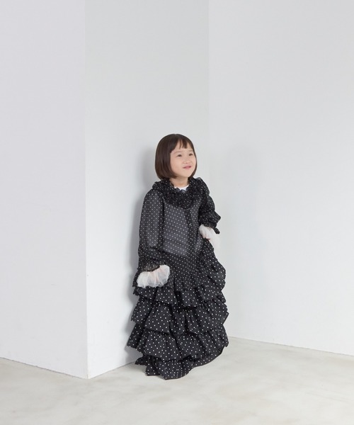LOWRYS FARM（ローリーズファーム）の「ドットティアードロングスカート　601915（スカート・キッズ・ブラック/ホワイト・130cm/120cm/110cm/150cm/140cm）」の12枚目の写真