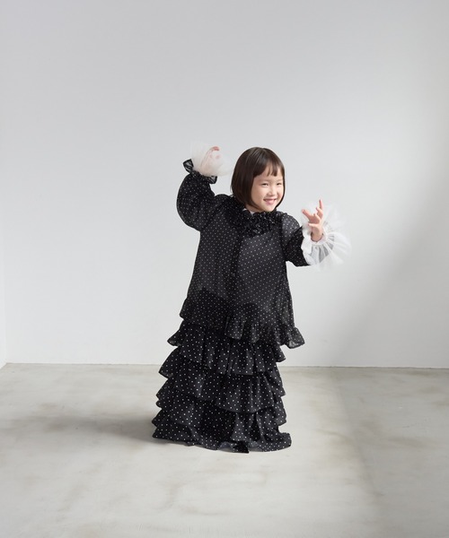 LOWRYS FARM（ローリーズファーム）の「ドットティアードロングスカート　601915（スカート・キッズ・ブラック/ホワイト・130cm/120cm/110cm/150cm/140cm）」の13枚目の写真