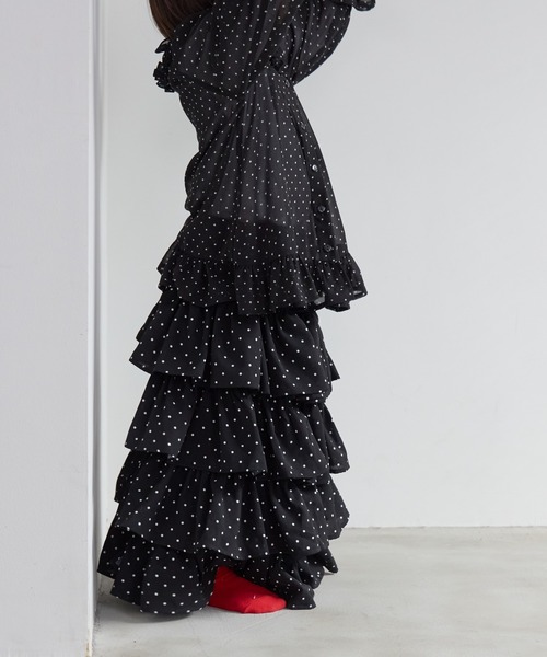 LOWRYS FARM（ローリーズファーム）の「ドットティアードロングスカート　601915（スカート・キッズ・ブラック/ホワイト・130cm/120cm/110cm/150cm/140cm）」の15枚目の写真