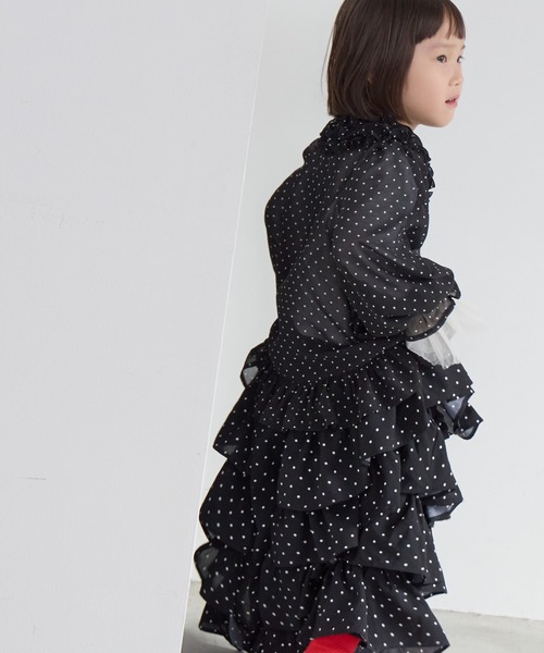 LOWRYS FARM（ローリーズファーム）の「ドットティアードロングスカート　601915（スカート・キッズ・ブラック/ホワイト・130cm/120cm/110cm/150cm/140cm）」の16枚目の写真