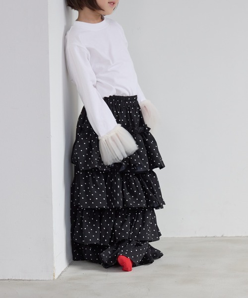 LOWRYS FARM（ローリーズファーム）の「ドットティアードロングスカート　601915（スカート・キッズ・ブラック/ホワイト・130cm/120cm/110cm/150cm/140cm）」の17枚目の写真