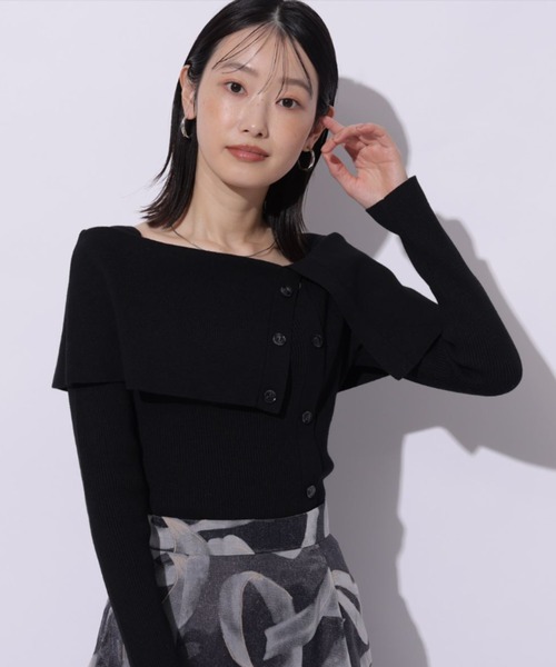 Mystrada(マイストラーダ)の「ケープニット(ニット/セーター・レディース・ブラック/ホワイト/ブラウン系その他3/ピンク系その他・38)」の2枚目の写真