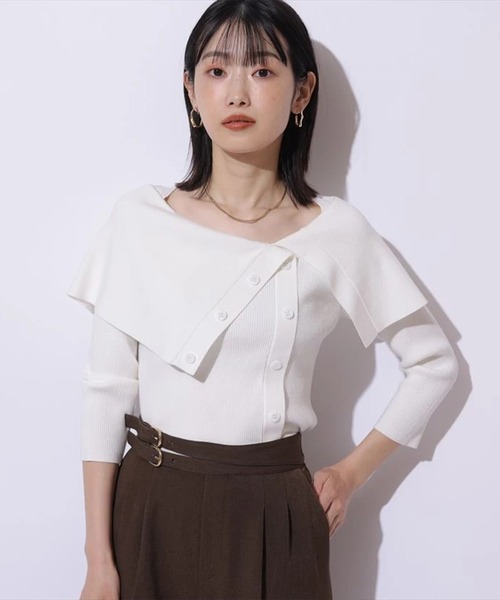Mystrada(マイストラーダ)の「ケープニット(ニット/セーター・レディース・ブラック/ホワイト/ブラウン系その他3/ピンク系その他・38)」の6枚目の写真