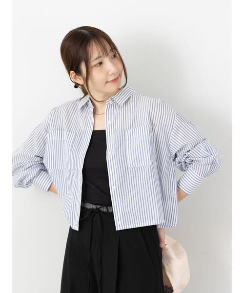 Te chichi TERRASSE(テチチテラス)の「アソートクロップドシャツ(シャツ/ブラウス・レディース・オフホワイト/ネイビー/ブルー/ベージュ・F)」の1枚目の写真