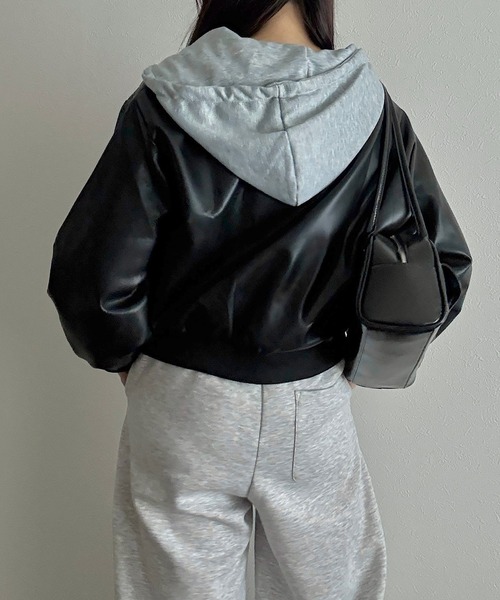 ダブルジップフェイクレザージャケット（ブルゾン）｜Cham.（チャム