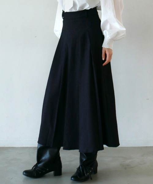 mic by Olu.（ミックバイオルドット）の「デニムライクプリーツスカート（スカート・レディース・ブルー/ブラック・FREE）」の2枚目の写真